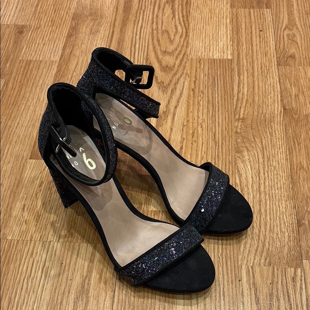 Elegant Black Glitter Women's Heels